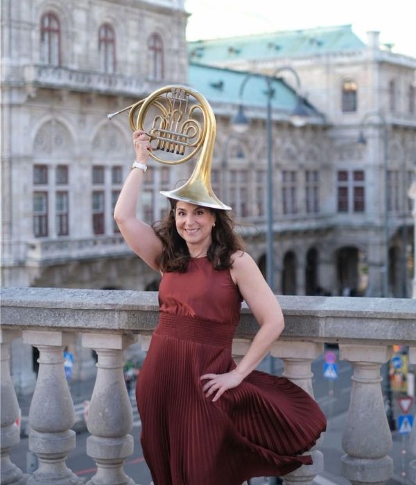 Portrait of French Horn musician Sharon Weyser