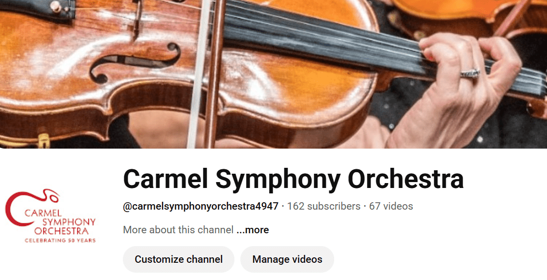 close up of hands playing on violin with CSO YouTube page title wording