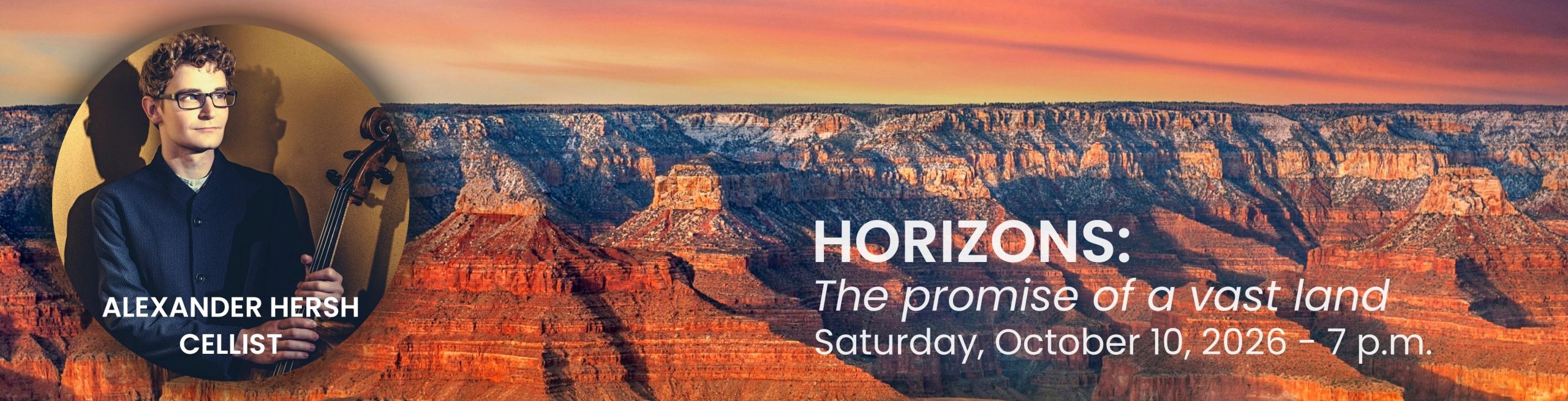 Graphic of grand canyon with October concert information included