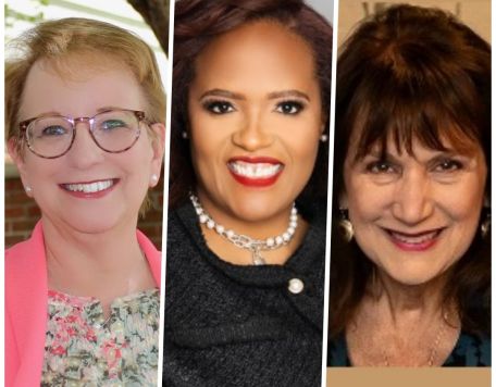 Women in Leadership 2026 square collage with Sally Cutler, Akilah Darden and Deborah Wood