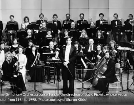 black and white photo of part of original Carmel Symphony Orchestra cropped to square size